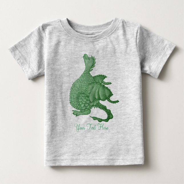 Mythische Fantasiewesen niedlicher grüner Drache Baby T-shirt (Vorderseite)