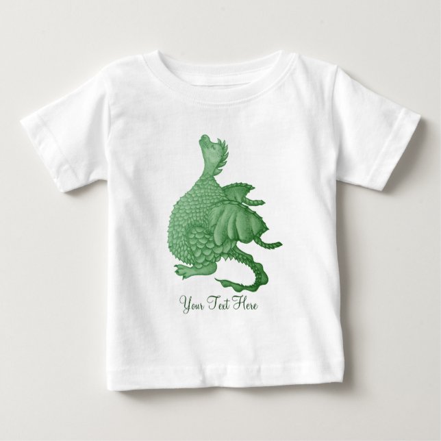 Mythische Fantasiewesen niedlicher grüner Drache Baby T-shirt (Vorderseite)
