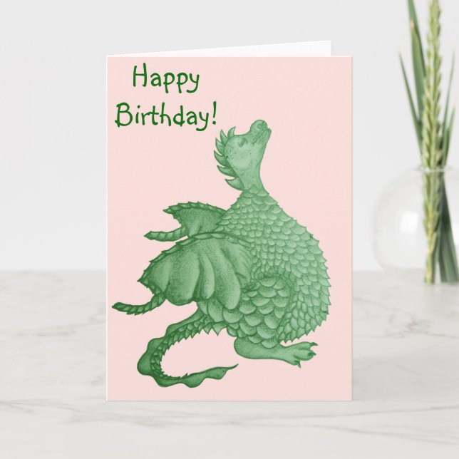 Mythische Fantasiewesen niedlicher Grüner Drache Karte (Vorderseite)