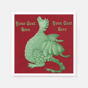 Mythische Fantasiewesen niedlicher Grüner Drache Serviette