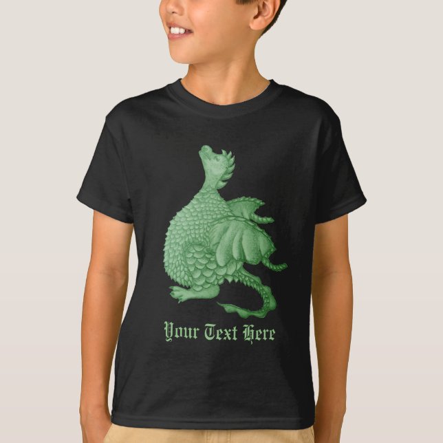 Mythische Fantasiewesen niedlicher grüner Drache T-Shirt (Vorderseite)