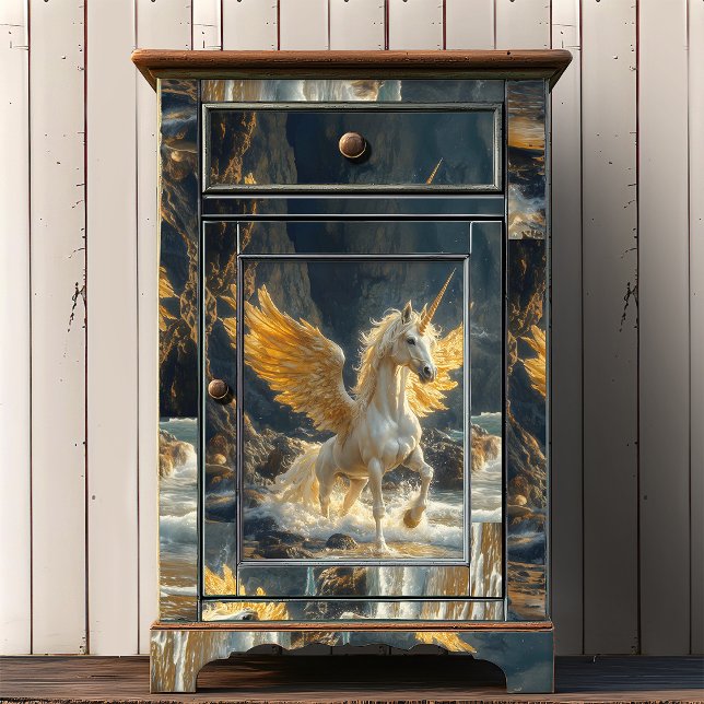 Mythische Goldene Flügel Pegasus Ocean Fantasy Cra Seidenpapier (Von Creator hochgeladen)