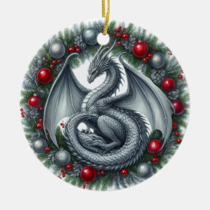 Mythische Kranzwächter des Winters Keramik Ornament