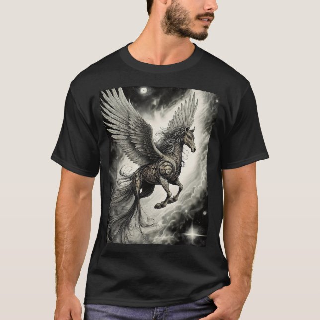 Mythische Kreatur des fliegenden Pferdes T-Shirt (Vorderseite)
