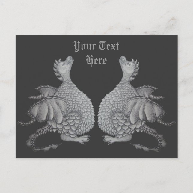 Mythische Kreatur niedlicher Graudrache Postkarte (Vorderseite)