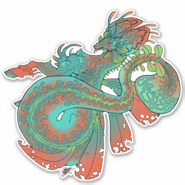 Mythische Meerestiere Aufkleber (Vorderseite)