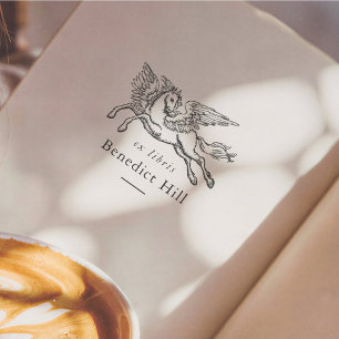 Mythische Pegasus-Illustration Ex Libris Buch Permastempel