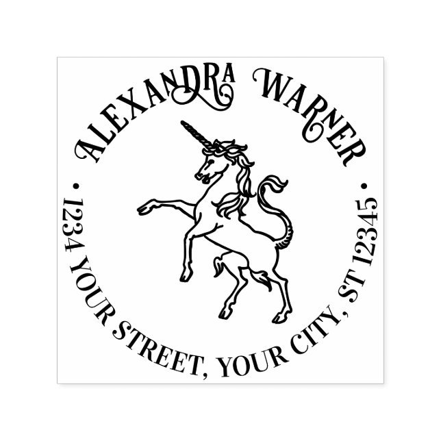 Mythische Unicorn Line Art Name Rücksendeadresse Permastempel (Design)