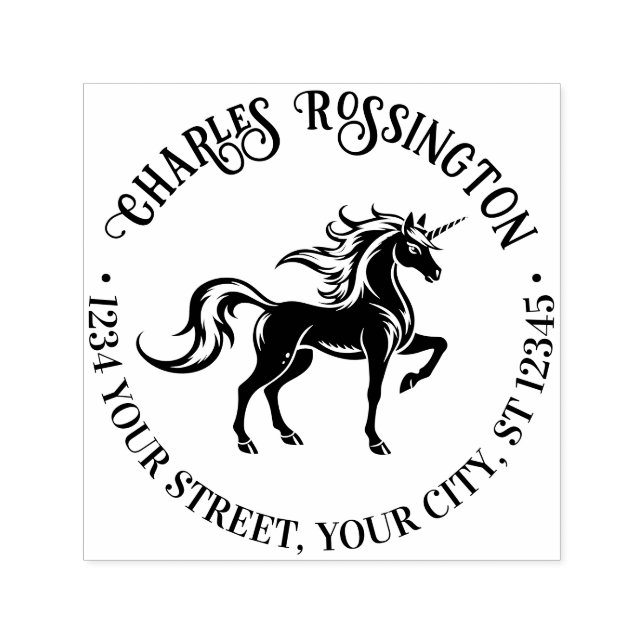 Mythische Unicorn-Silhouette #2 Name Rücksendeadre Permastempel (Design)