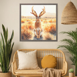 Mythische Wüste Jackalope Art Leinwanddruck