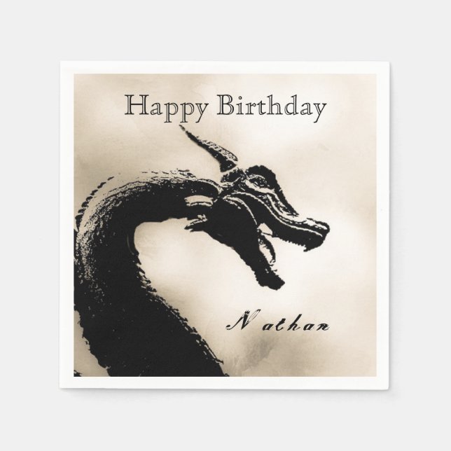 Mythischer Drache Geburtstag Serviette (Vorderseite)