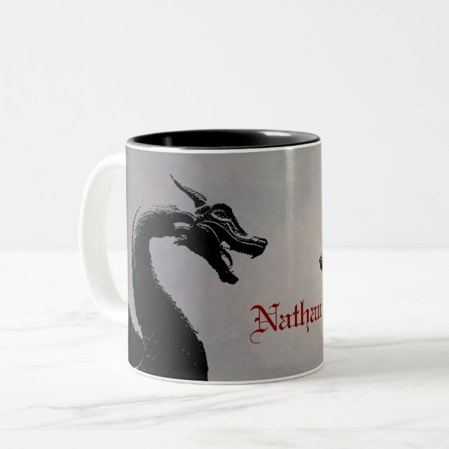 Mythischer Drache Personalisiert Zweifarbige Tasse (Vorderseite Links)
