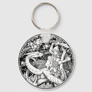 Mythischer Drache Vintage-Illustration Schlüsselan Schlüsselanhänger