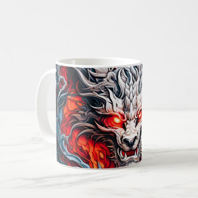 Mythischer Drachenkopf Kaffeetasse (Vorderseite Links)