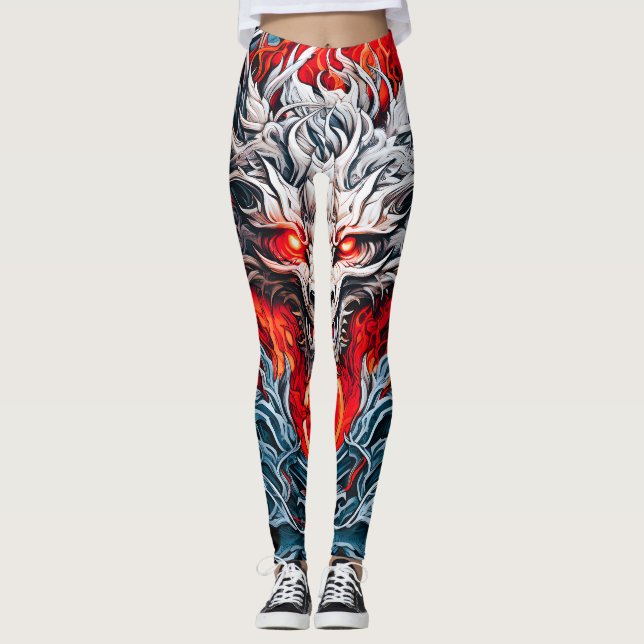 Mythischer Drachenkopf Leggings (Vorderseite)