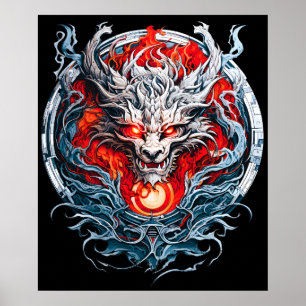 Mythischer Drachenkopf Poster