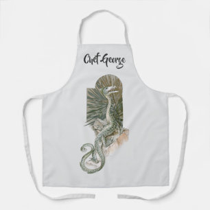 Mythischer Eidechsen-Drache auf Felsen, Vintage-My Schürze
