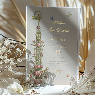 Mythischer Garten Save the Date Golden Elegante Folieneinladung