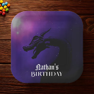 Mythischer Lila Drache Geburtstag Pappteller