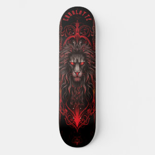 Mythischer Löwe mit Stammesmustern Dark Fantasy Skateboard
