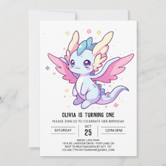 Mythischer moderner Drache 1. Geburtstag Einladung