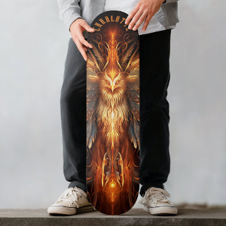 Mythischer Phönix mit Stammesmustern Dark Fantasy Skateboard