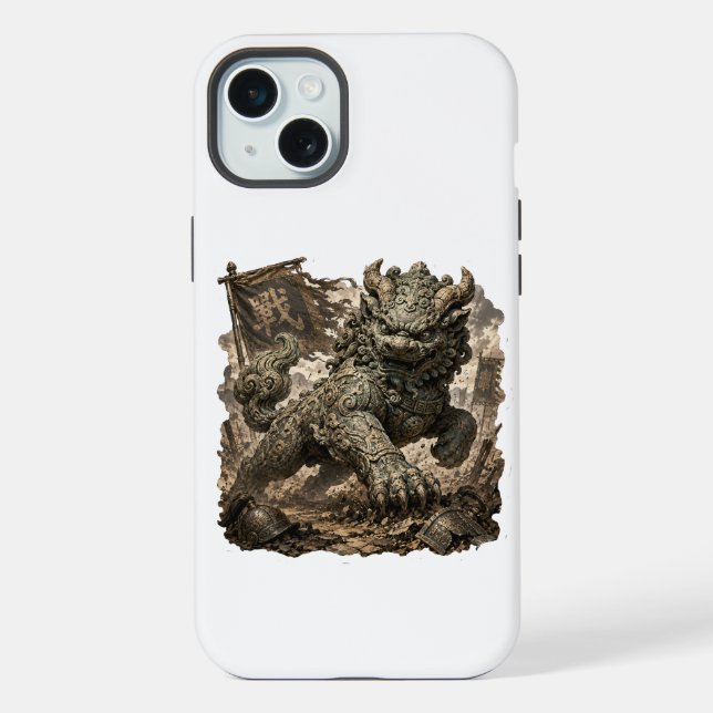 Mythischer Steinwächter Fantasy-Aufkleber iPhone Hülle (Rückseite)