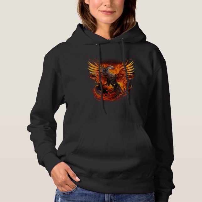 Mythischer Vogel Verjüngung Phönix Kunstwerk Feuer Hoodie (Vorderseite)