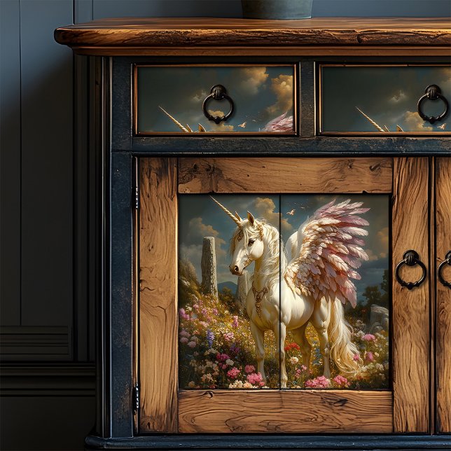 Mythischer Weißpegasus Lila Flügel Stone Circle Seidenpapier (Von Creator hochgeladen)