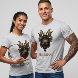 Mythisches Bujinkan-Samurai-Masken-T-Shirt mit leu T-Shirt