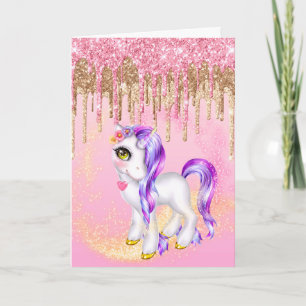 Mythisches Einhorn-Glitzer Pony lila Tropfen der H Karte