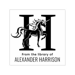 Mythisches Einhorn über einzelner fetter Initiale Permastempel