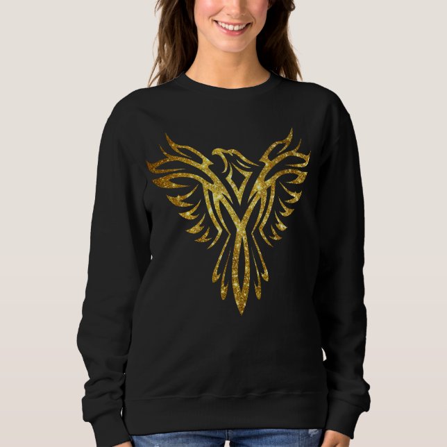 Mythisches Phoenix Bird Rising Logo (Imitate Gold) Sweatshirt (Vorderseite)