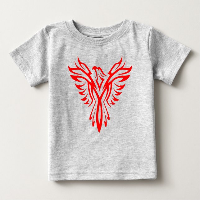 Mythisches Phoenix Bird Rising Logo (Rot) Baby T-shirt (Vorderseite)