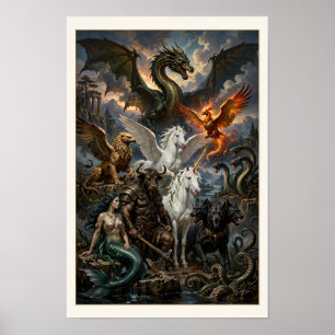 Mythisches Poster der zehn legendären Kreaturen -