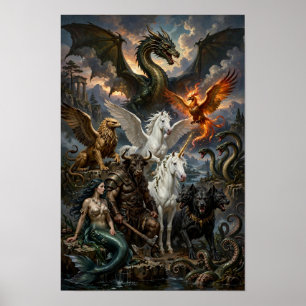 Mythisches Poster der zehn legendären Kreaturen Fa