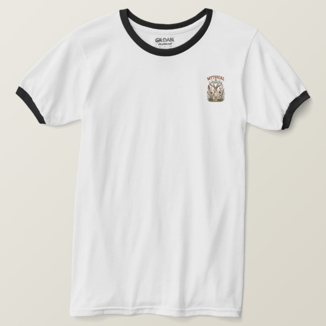 Mythisches stolzes Jackalope-Design T-Shirt (Design vorne)
