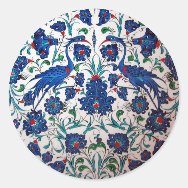 Mythological Bennu Bird Design Tile Art Runder Aufkleber (Vorderseite)