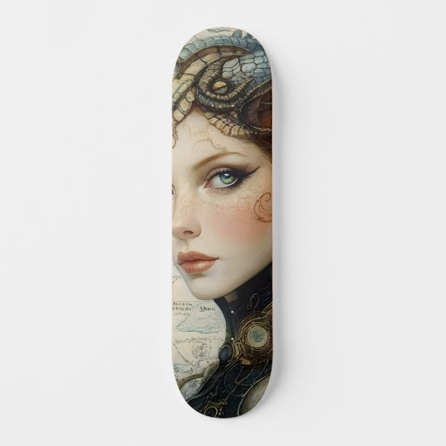 Mythological Dragon Nymph Girly Skate Deck Skateboard (Vorderseite)
