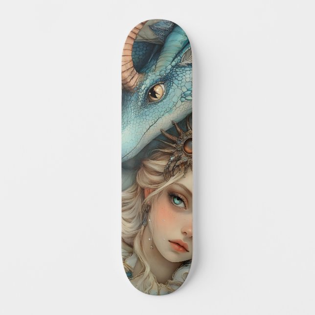 Mythological Dragon & Nymph Girly Skate Deck Skateboard (Vorderseite)
