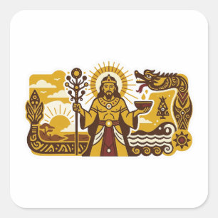 Mythologie der Batak (Mulajadi na Bolon) Quadratischer Aufkleber