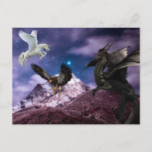 Mythologie Drache Greif Einhorn Pegasus Postkarte