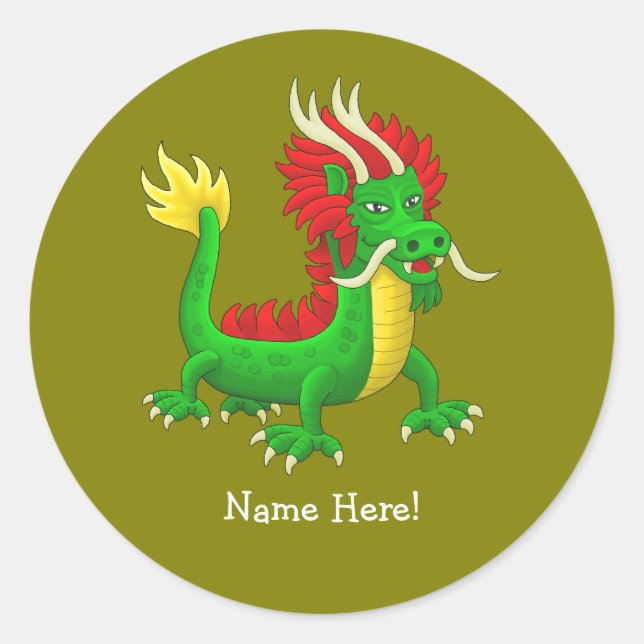 Mythologischer chinesischer Drache Runder Aufkleber (Vorderseite)