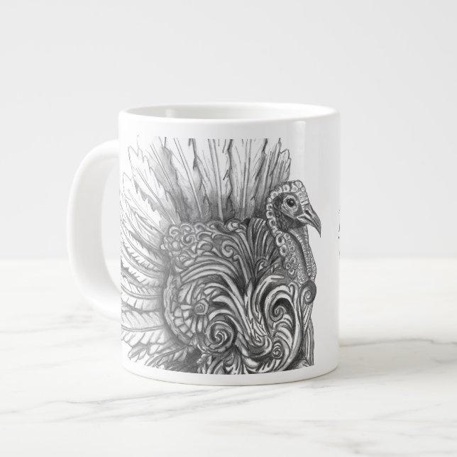 Mythologischer Truthahn-Becher Jumbo-Tasse (Vorderseite Links)