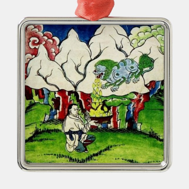 Mythologisches Dragon Silbernes Ornament (Vorne)