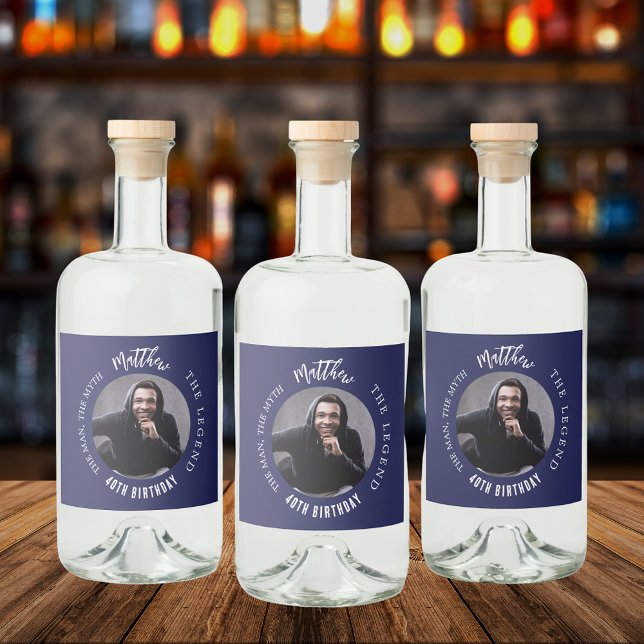 Mythos Foto-Blauer Geburtstagsparty Alkoholflaschenetikett (Von Creator hochgeladen)