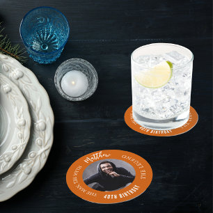 Mythos-Legende Foto verbrannte orange Geburtstagsp Runder Pappuntersetzer