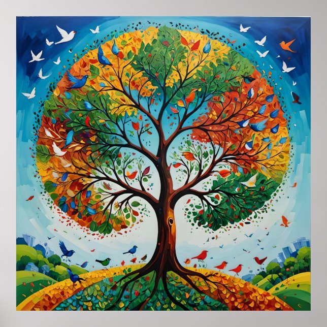 Mythos Tree of Seasons - Gond Art Poster (Vorne)