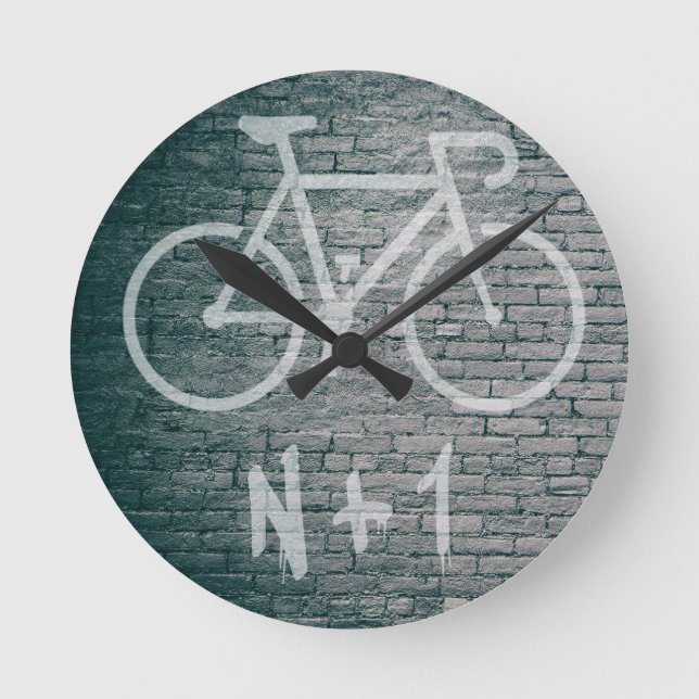 N+1 Bike Graffiti Runde Wanduhr (Vorderseite)