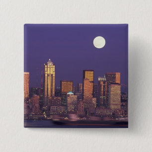 N.A., USA, Washington, Seattle Seattle Skyline Button